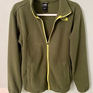 The North Face Olive‎ Fleece Jacket with Yellow Accents